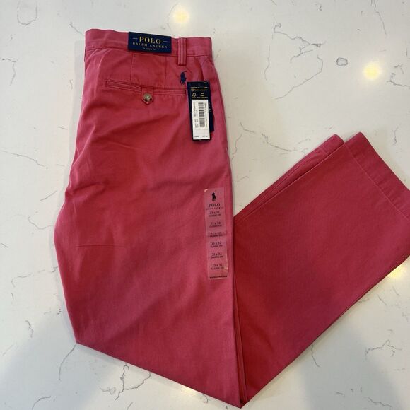 NWT Polo Ralph Lauren Classic Chino Pant 33x32 Salmon Preppy Classic Timeless - Picture 2 of 11